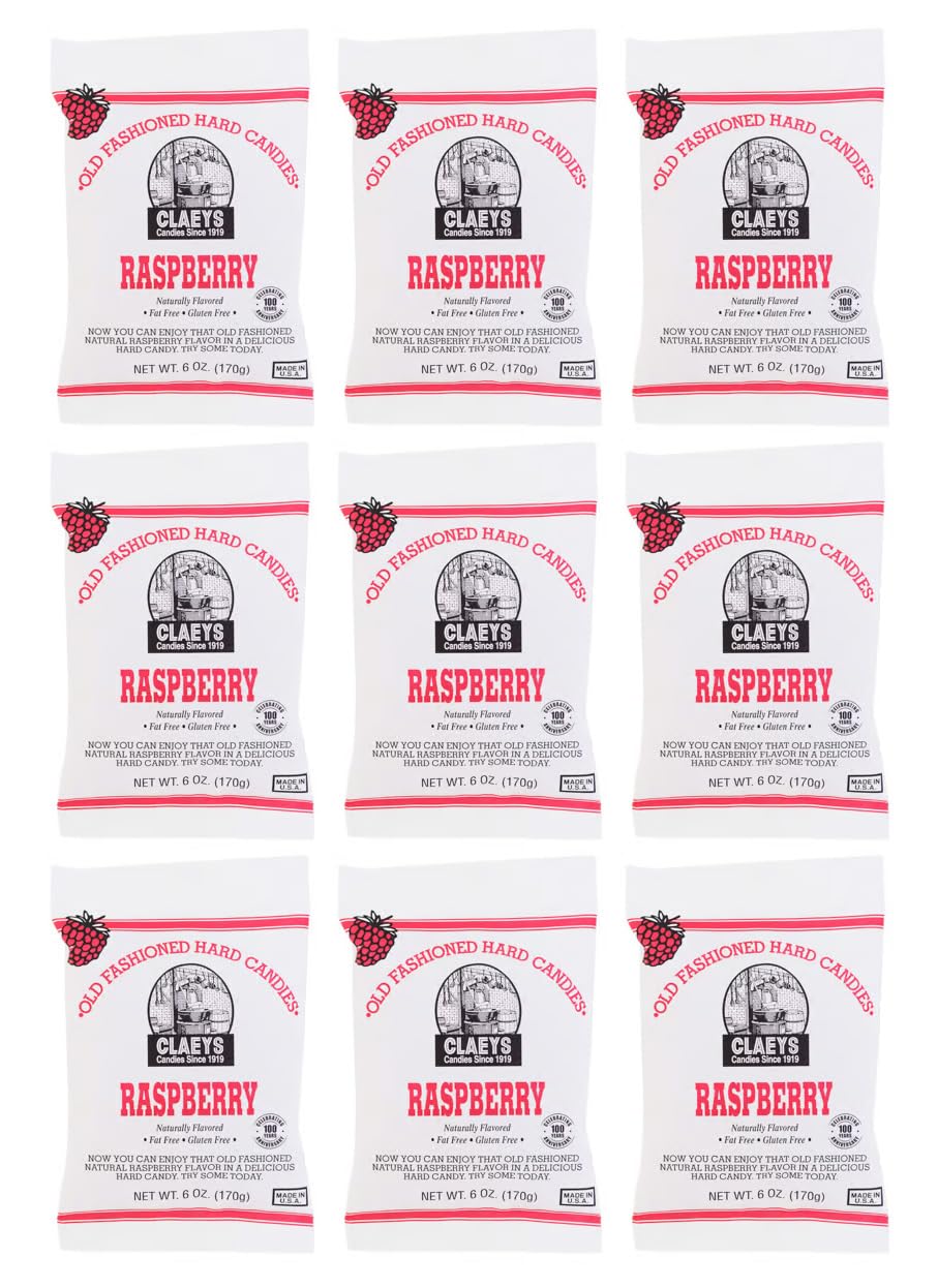 Claeys Old Fashioned Hard Candy – Raspberry Flavor, 6oz (Pack of 6) Classic Sweet-Tart Raspberry Drops Since 1919