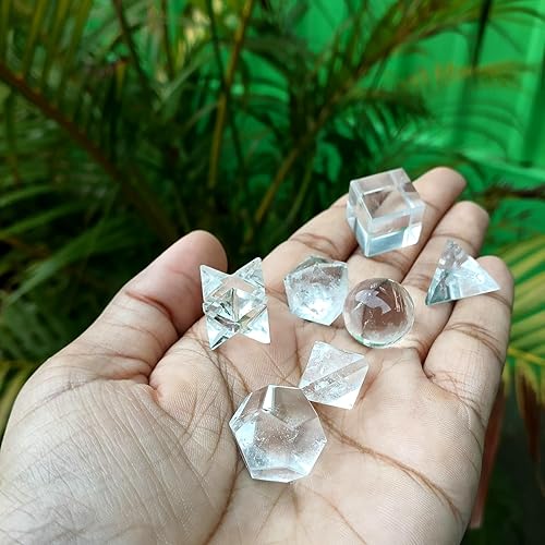 Miniatura 6 de WOW a   vidrio cuarzo 7piedras Geometría Sagrada Sets Gemstone Platonic Solid parte superior Calidad de Grado Merkaba estrella wterciopelo atractivo