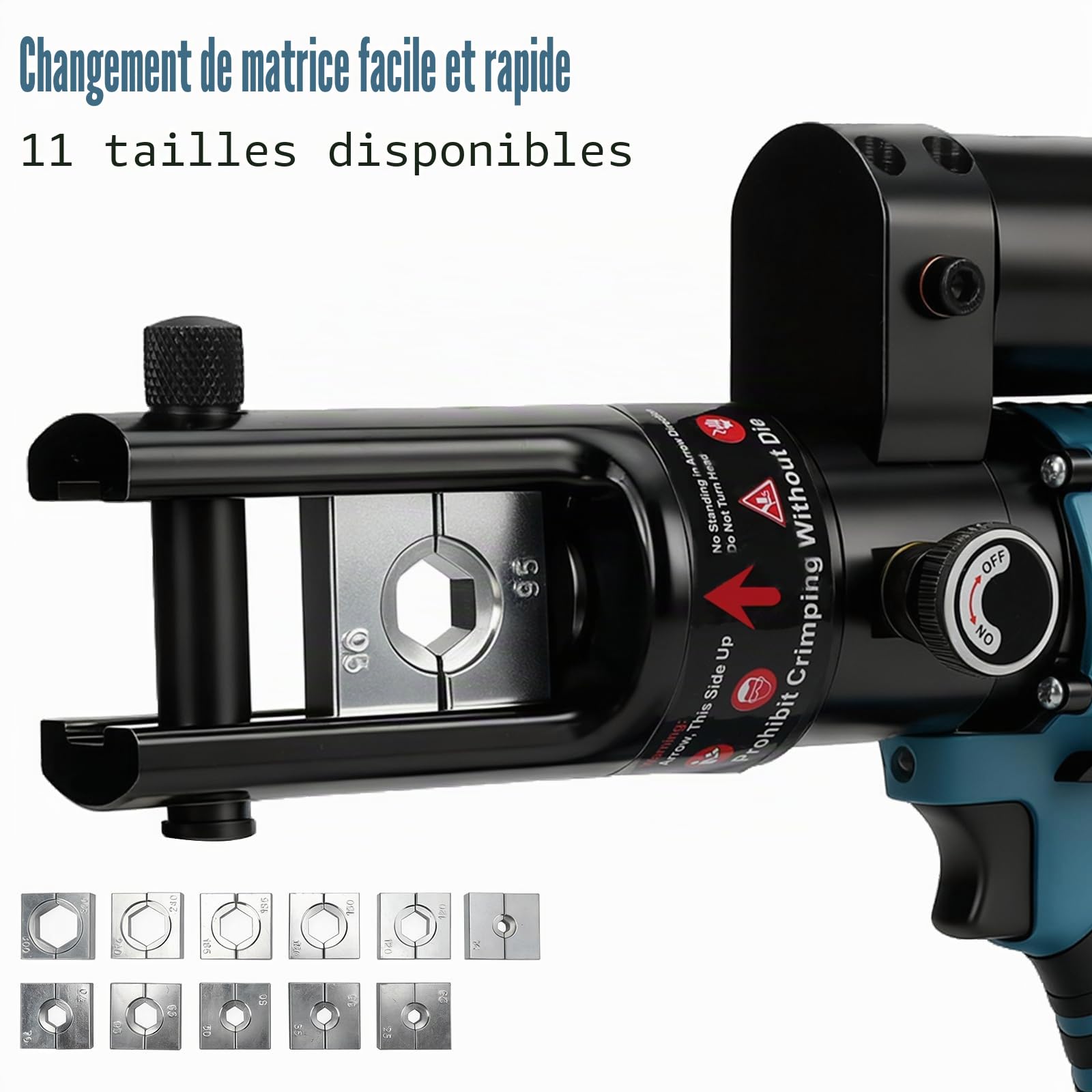 Pince à sertir hydraulique sans fil Compatible avec Makita 18V, 60 kN Pince à sertir électrique avec technologie de sertissage rapide, 16-300 mm², pour travaux électriques de câbles efficaces