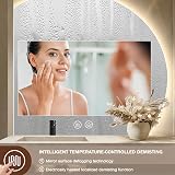 GXSDYYDS Specchio da bagno con illuminazione, 100 cm, LED da bagno con illuminazione, specchio rotondo con luce, con interruttore touch, dimmerabile, 3 colori di luce regolabili, senza appannamento (A - 4