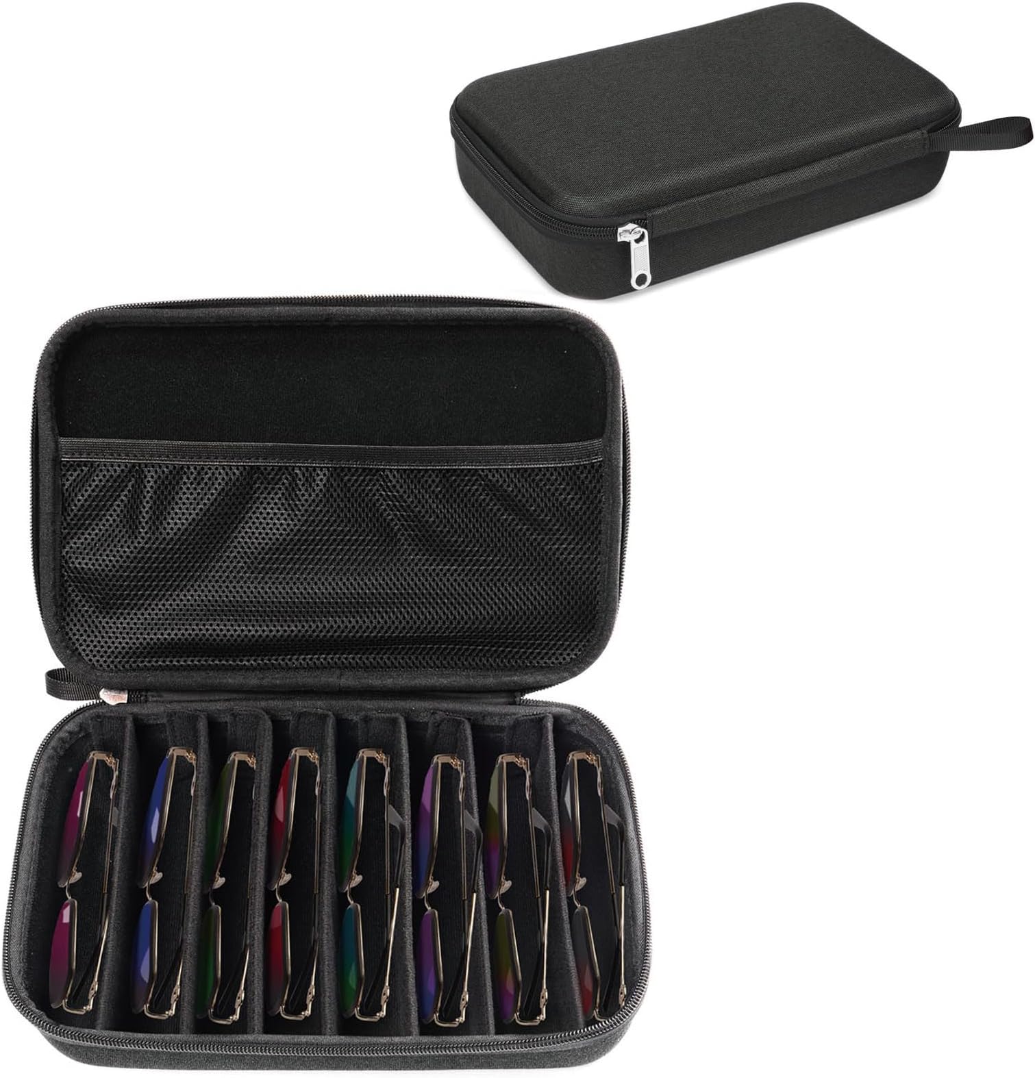 Bukere Travel Sunglasses Organizer Case Adjustable Slot For Multiple Eyeglasses Hard-shell Portable Storage Box for Men Women