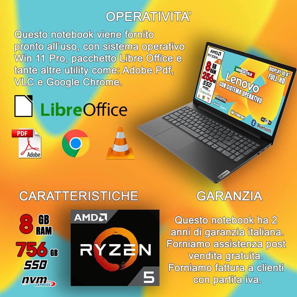 Lenovo Notebook NUOVO • Monitor 15.6" Full HD • i9 64gb 2tb