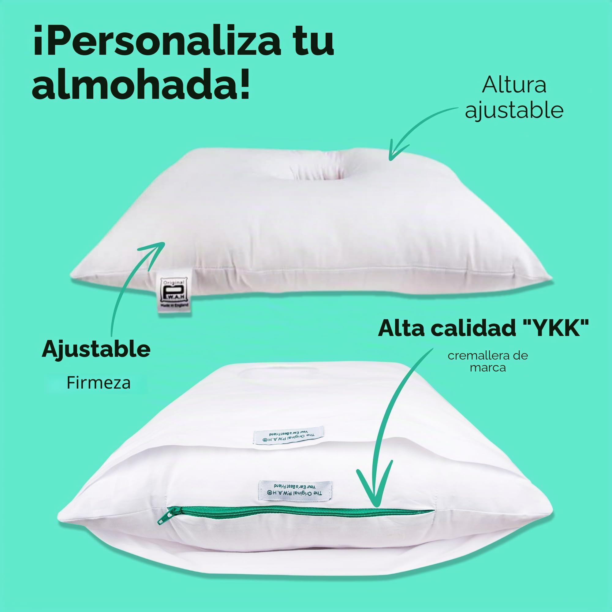 Almohada con Agujero para el Oído, Dolor de CNH, hecho en RU | Vuelve a dormir sobre el lado dolorido sin aplastar el cartílago. Alivia CNH, piercings, tinnitus y presión de auriculares.