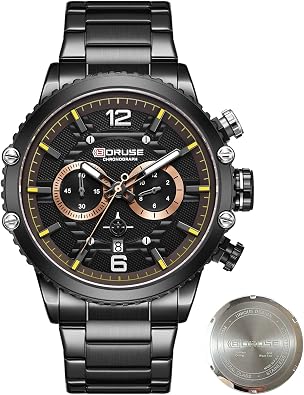 Mens Watches Luxury Silver Stainless Steel Chronograph Watch Fashion Business Big Face Waterproof Luminous Calendar Analog Quartz Wristwatch