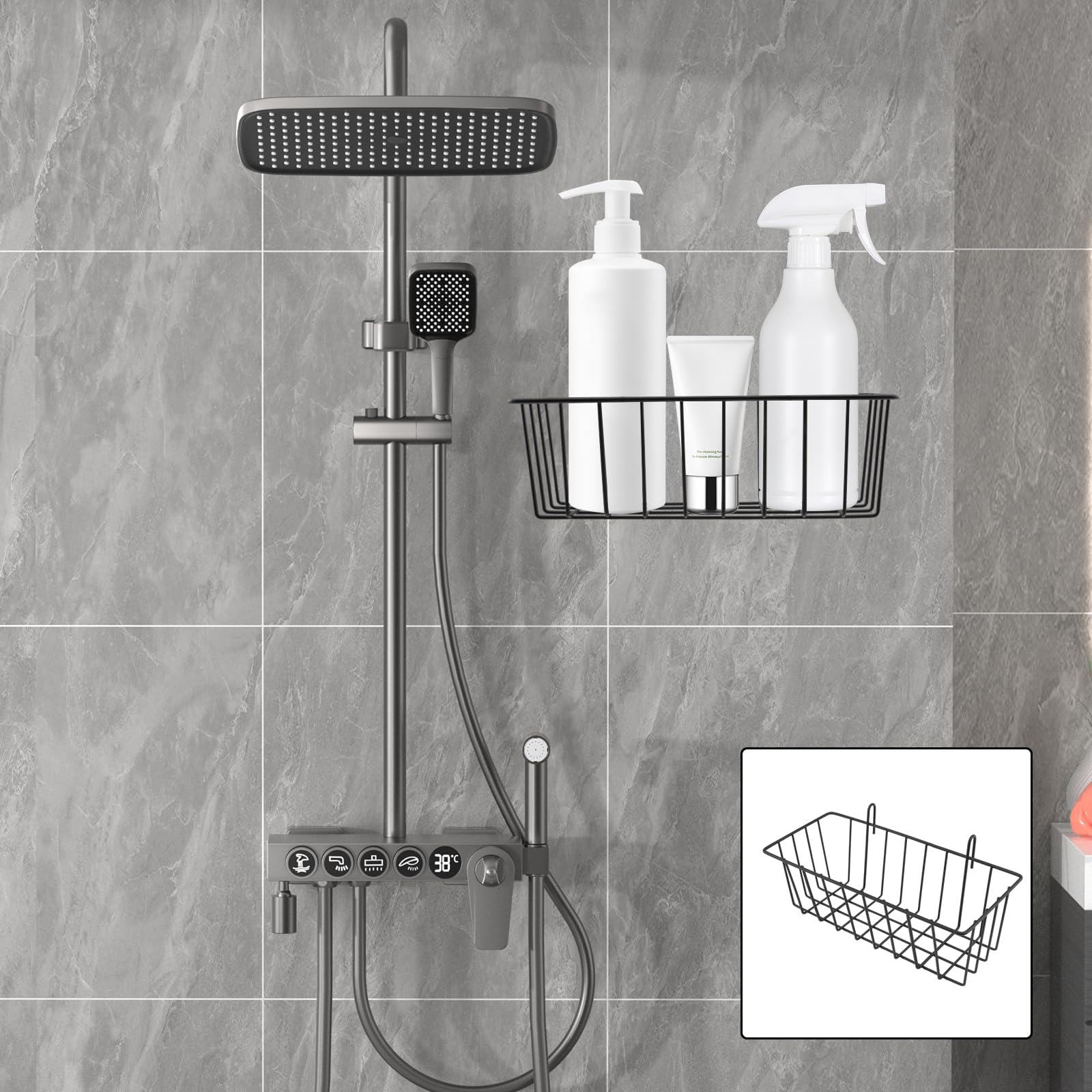4 sztuki koszyków siatkowych z haczykami, rega? do metalowej kratki ?ciennej, druciany kosz, kosz ?cienny z drutu, do rega?u, designerska raster, ?ciana na zdj?cia, 23 x 10 x 7,5 cm, kolor
