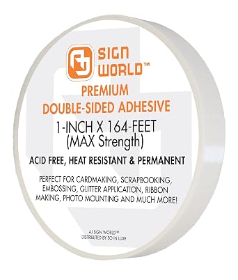 Best 1" MAX Strength Thin Permanent Double-Sided Tape for Arts, Crafts, Photography, Scrapbooking, Tear-by-Hand, Paper Backing 1-Inch by 164-Feet/55 Yards...