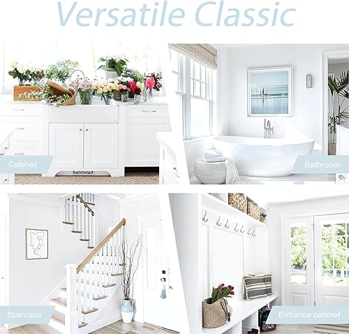 Miniatura 4 de Dimoon Papel tapiz pintado de 236 x 17.7 pulgadas color blanco grueso, papel tapiz de pelar y pegar papel de contacto grueso, impermeable, blanco