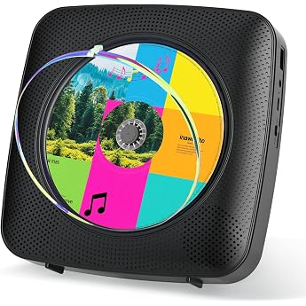 Gueray Y-01 CD Player, Bluetooth Receiver/Transmission, Wall Mountable, Built-in Stereo Speaker, CD Player, FM Radio, USB Play Mode, Easy Operation, Repeat/A-B Repeat Playback, MP3 Compatible