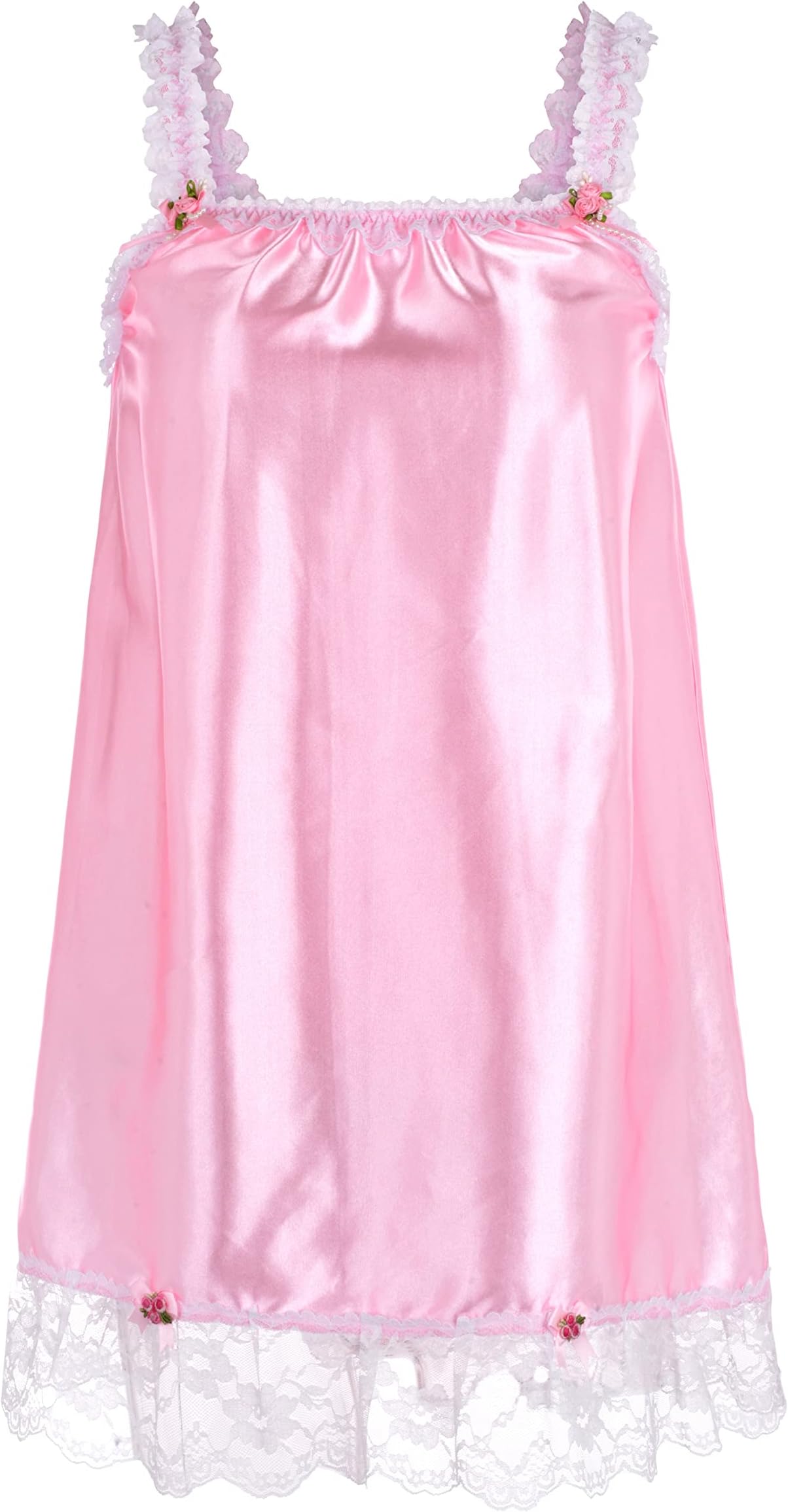 SatiniLingerie Satin Sissy Babydoll Ruffles Frilly Lace Slip Nightwear