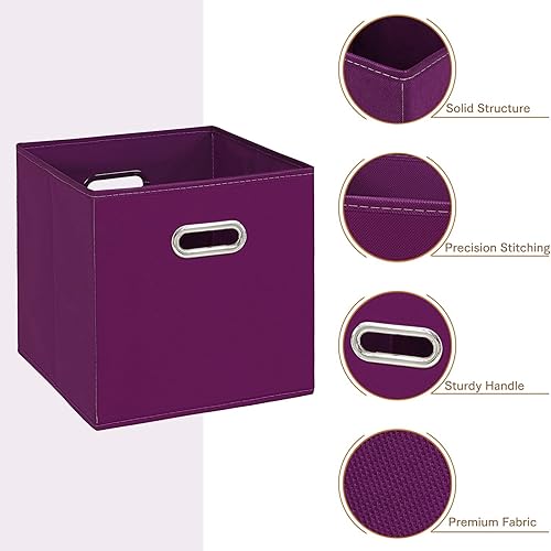 Vista 149 de Contenedores de almacenamiento de tela de tela, organizador de cubos de tela con asas dobles, cestas de almacenamiento plegables para el hogar