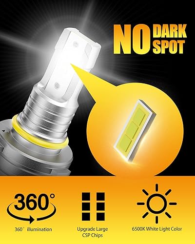 Miniatura 2 de AILEO Bombillas LED antiniebla 9005, 6500 K, blanco frío, 350% más brillante, 8000 lúmenes, 40 W, súper brillante, inalámbrica, sin ventilador,