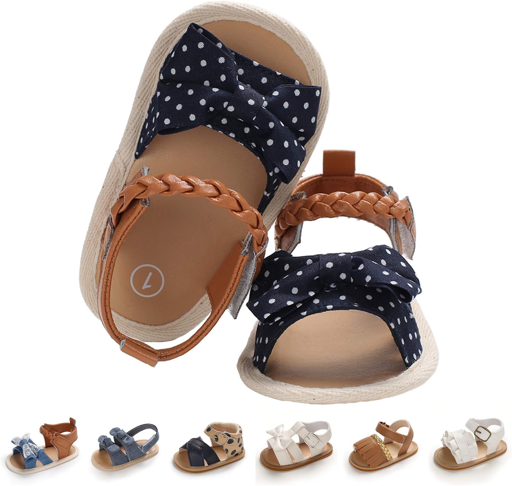 EAU LAYAMENBaby Girl Sandals Summer Crib Shoes Bowknot Soft Sole Infant Girls Princess Dress Flats First Walker Shoes