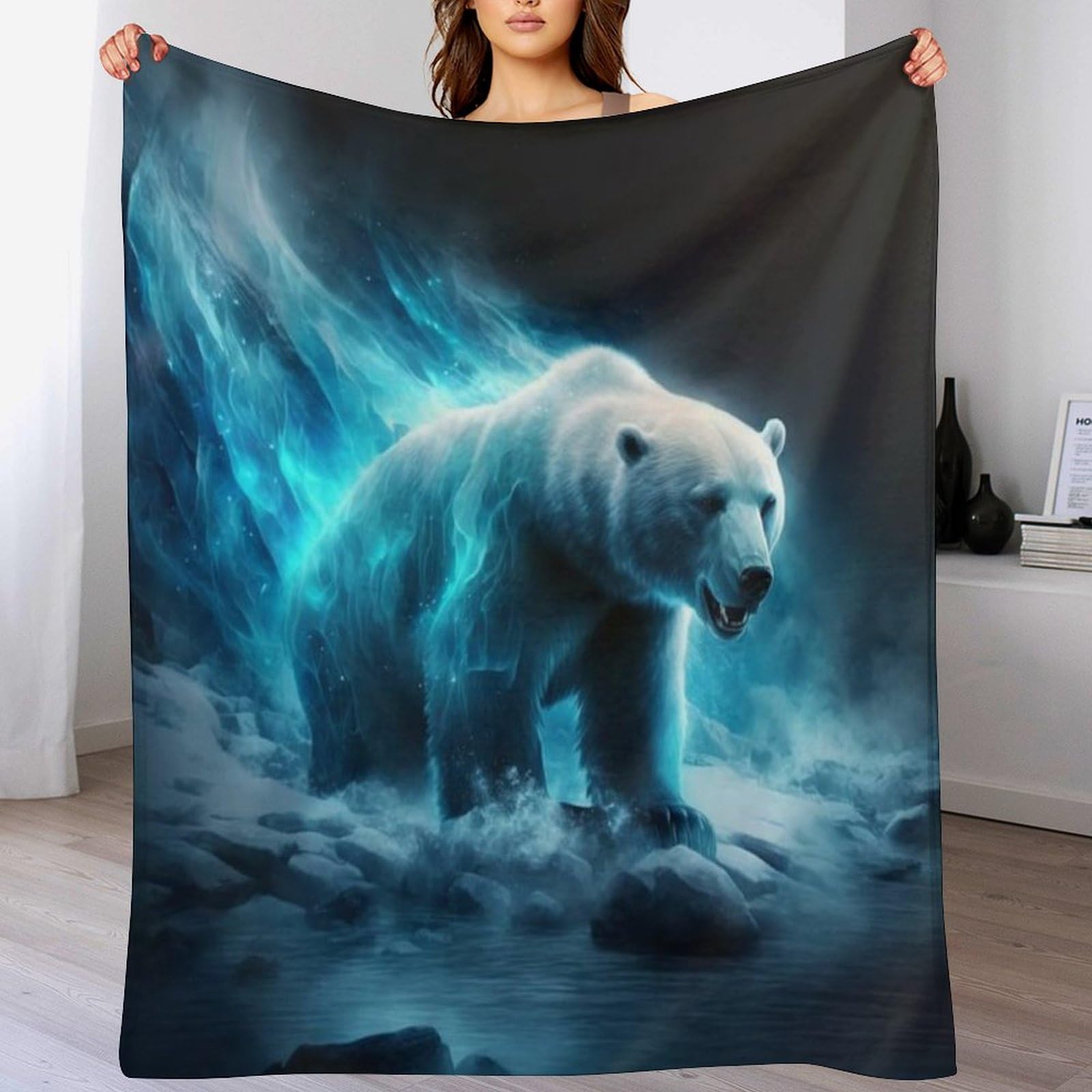 Manta de franela suave con acabado de oso y textura densa para cama