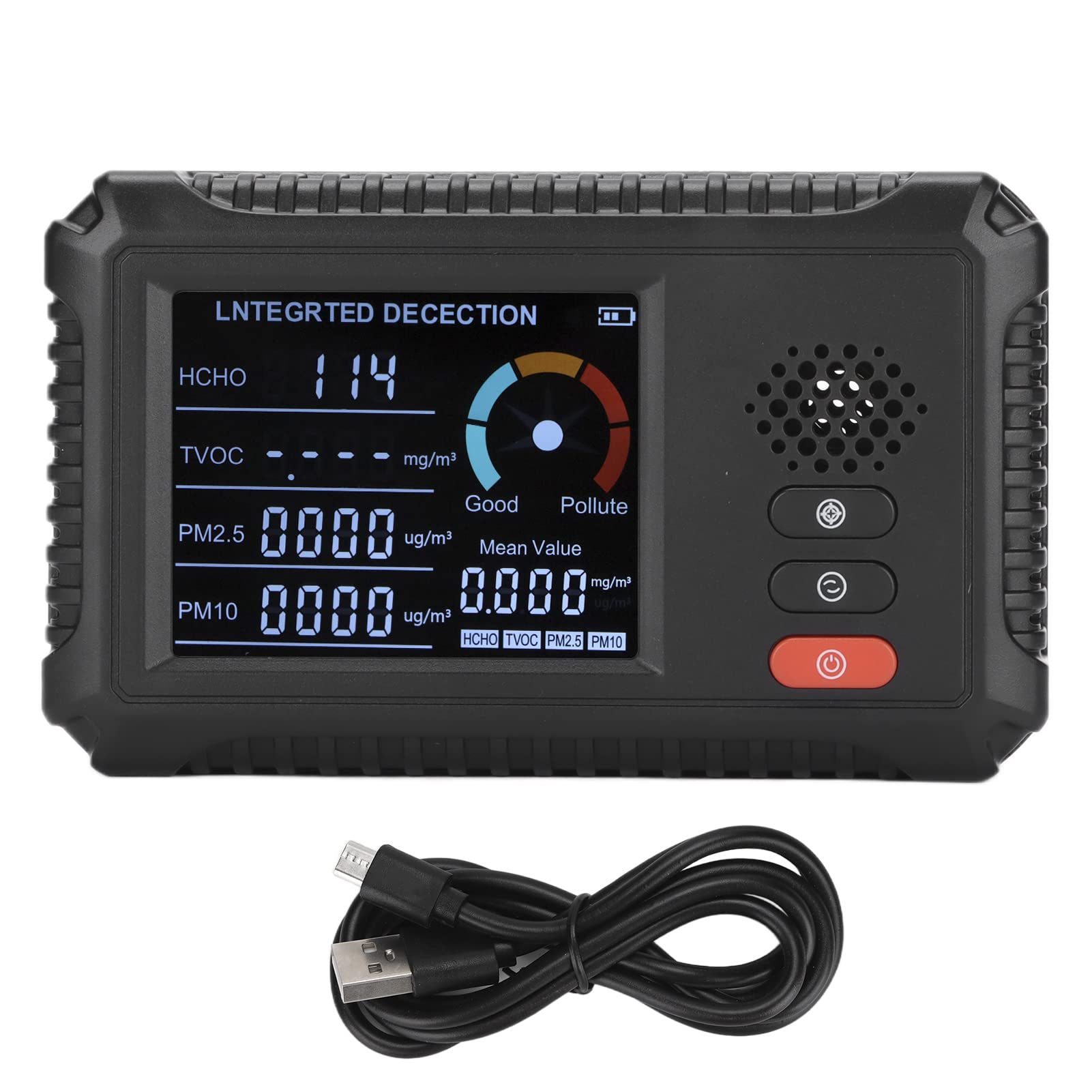 Air Monitor Indoor Outdoor, przenośny detektor CO2 TVOC HCHO, Mierzy dym pyłu PM2.5 Zanieczyszczenie, do biura domowego, zmniejsz ekspozycję na powietrze