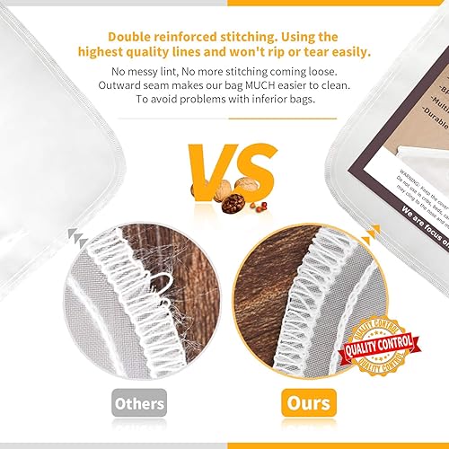 Miniatura 3 de SCENGCLOS Bolsas de leche de nueces, 12 x 12 pulgadas, paquete de 2 coladores de alimentos de nailon reutilizables, filtro multiusos de grado