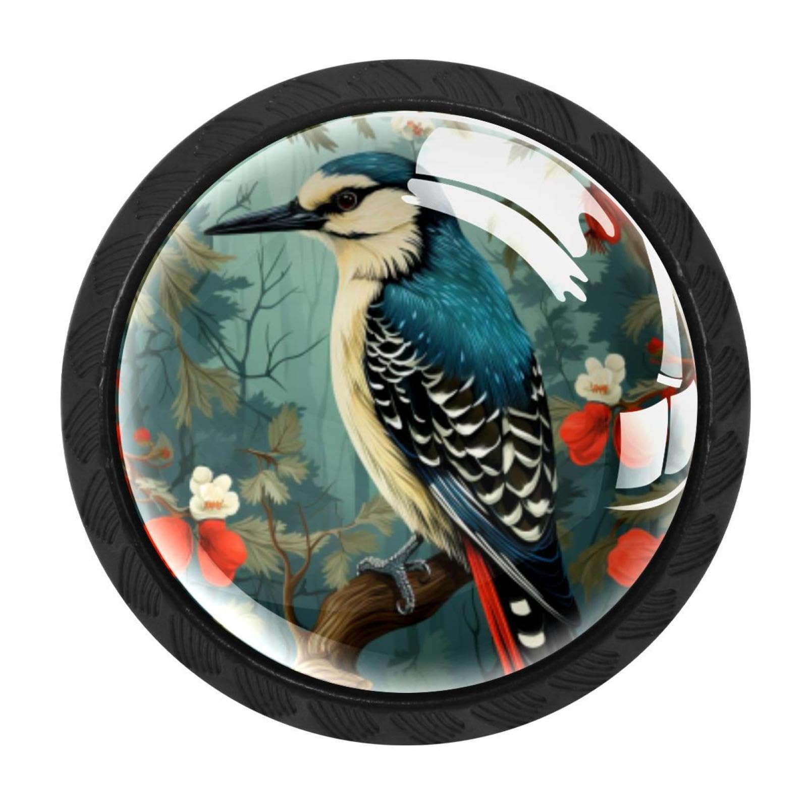 CHENZZZZ 4 Pack Woodpecker Dresser Drawer Cabinet Knobs Round Crystal Glass Knobs Pulls Handles for Kitchen Wardrobe Cupboard Door Hardware