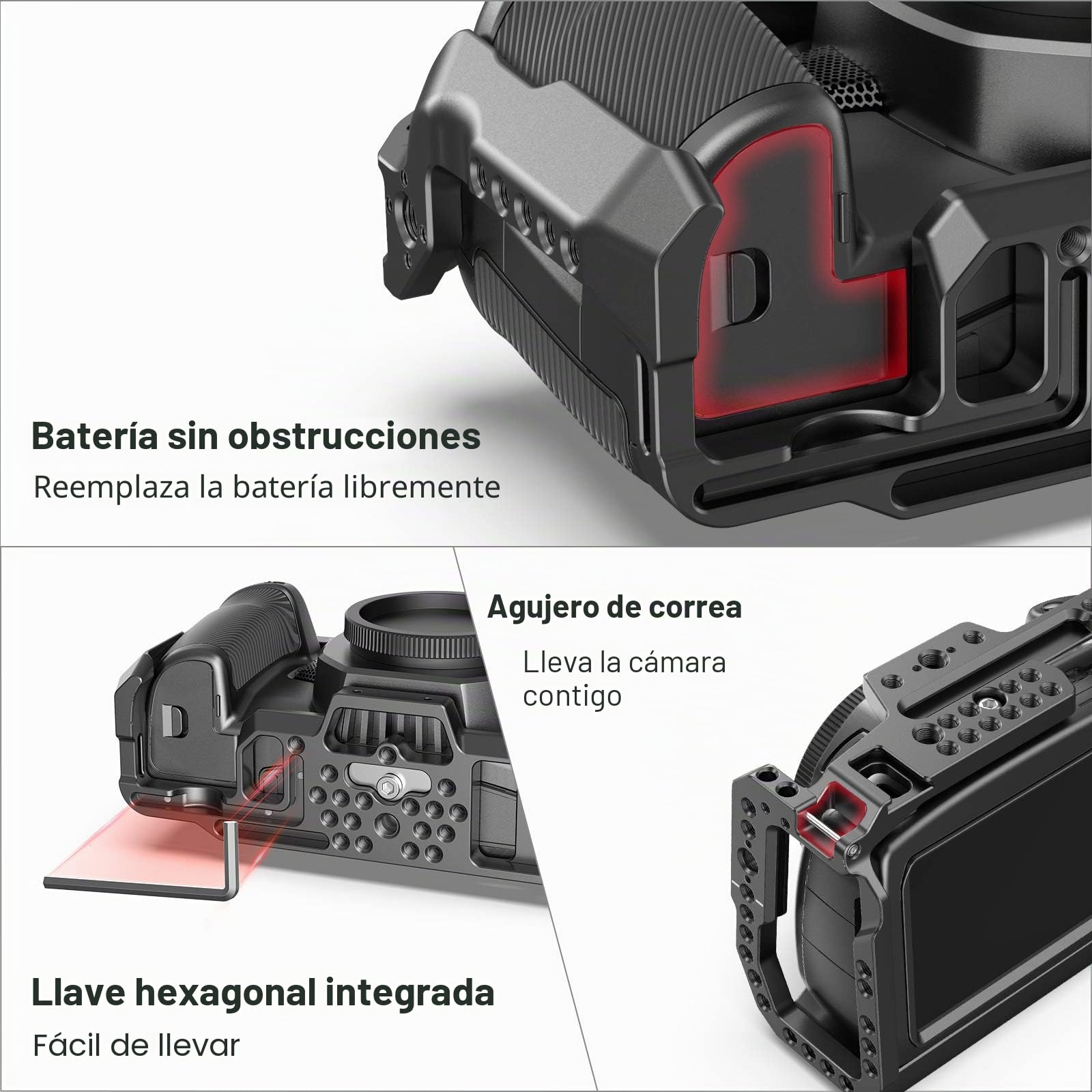 (Nueva Versión) SMALLRIG Cage Compatible para BMPCC 4K, 6K, Jaula de Cámara para Blackmagic Pocket Cinema Camera 4K con Mecanismo Anti-Giro y Puntos de Montaje - 2203B