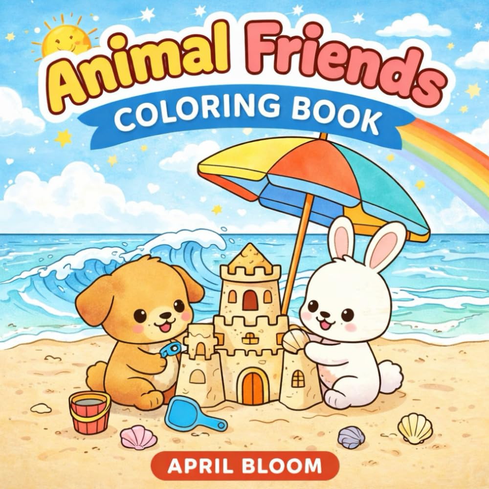 Animal Friends Coloring Book: Cute Kawaii Creatures, Bold Easy Designs, Relaxing Fun for Kids, Teens, and Adults