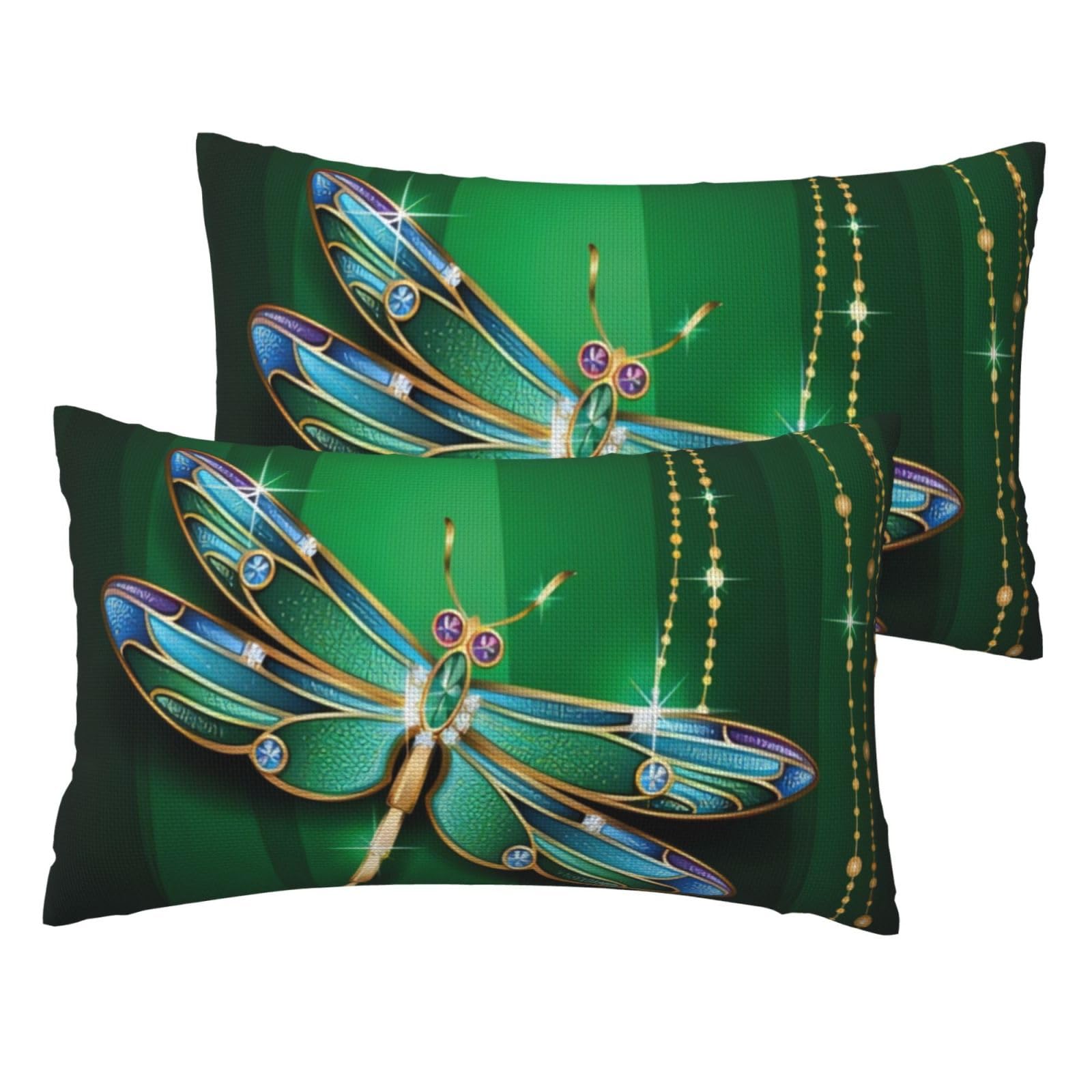 Taies d'oreiller libellule imitation lin lot de 2 pour la décoration de votre salon
