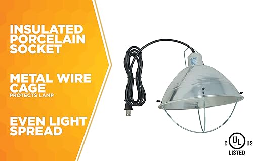 Miniatura 6 de Woods Lámpara de brooder 0165 con protector de bombilla y reflector ajustable de 105 pulgadas ideal como fuente de calor temporal viene con gancho