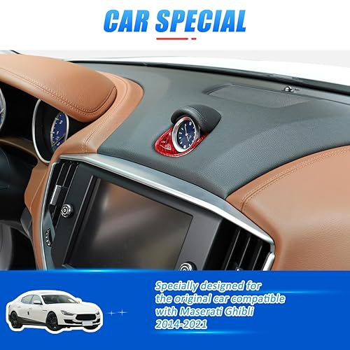 Miniatura 3 de YIWANG Cubierta de brújula de reloj central del tablero de instrumentos de fibra de carbono 100% real para Maserati Ghibli 2014-2021 Accesorios