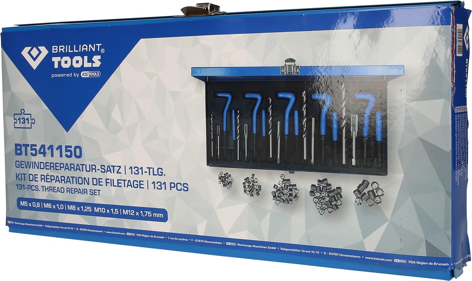 BRILLIANT TOOLS BT541150 Zestaw do naprawy gwintów, 131-szt [Powered by KS TOOLS]