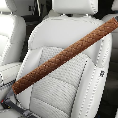 Miniatura 6 de ZBGUN 1 funda para cinturón de seguridad de automóvil, 2.36 x 19.68 pulgadas, diseño de una sola línea de terciopelo, antiestrangulamiento,