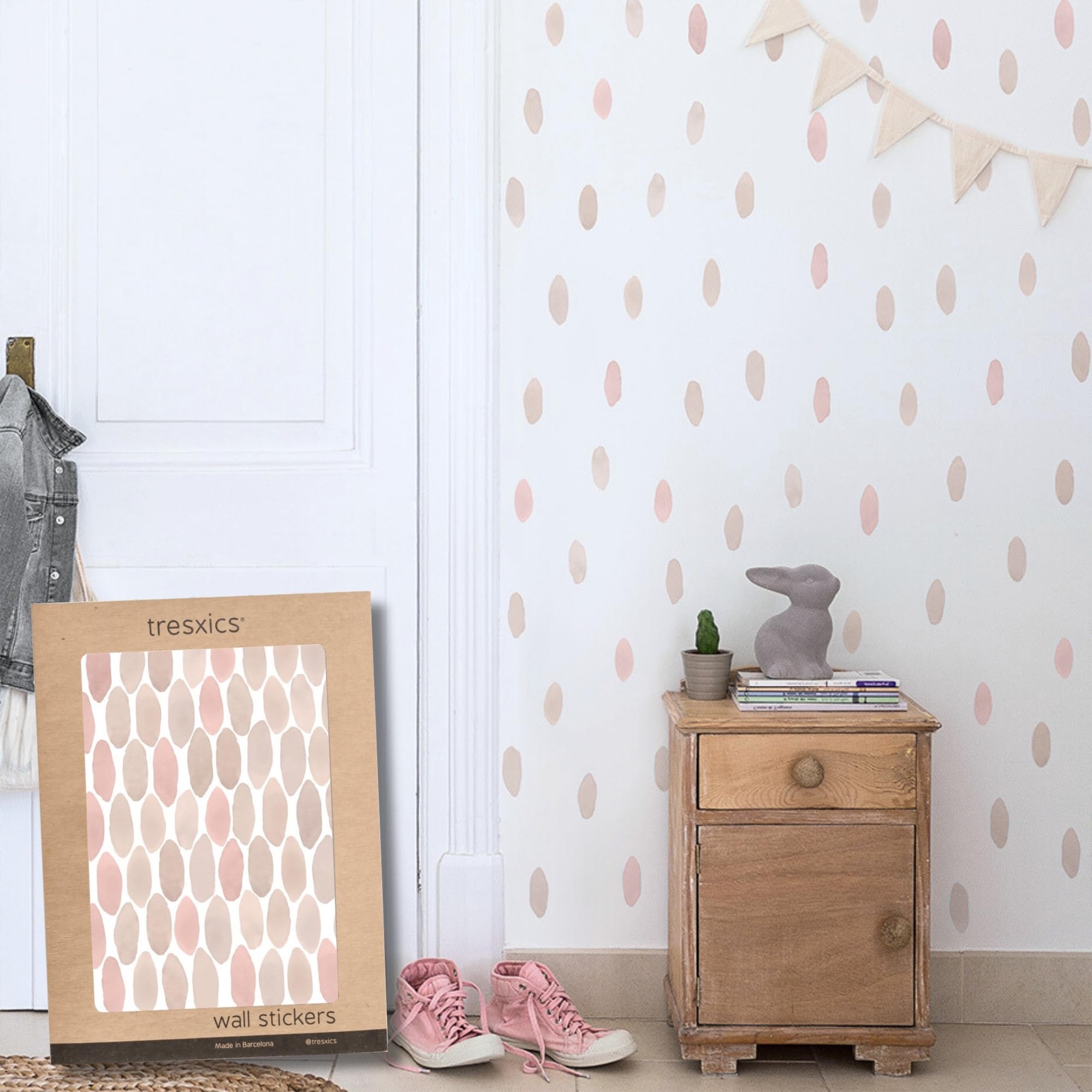 Adesivi Murali Bambini | Adesivi Cameretta Bambino Bimba Gocce Acquerello | Effetto Carta da Parati Adesiva | Copre 6 m² | 236 pezzi | TRESXICS (Rosa)