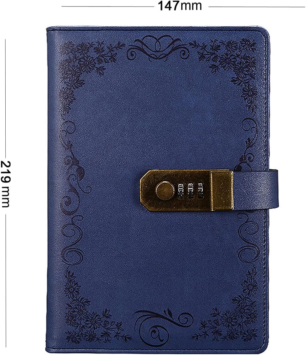 Notebook with Lock, Vintage PU Leather Diary Journal Writing Planner Organizer - Image 3