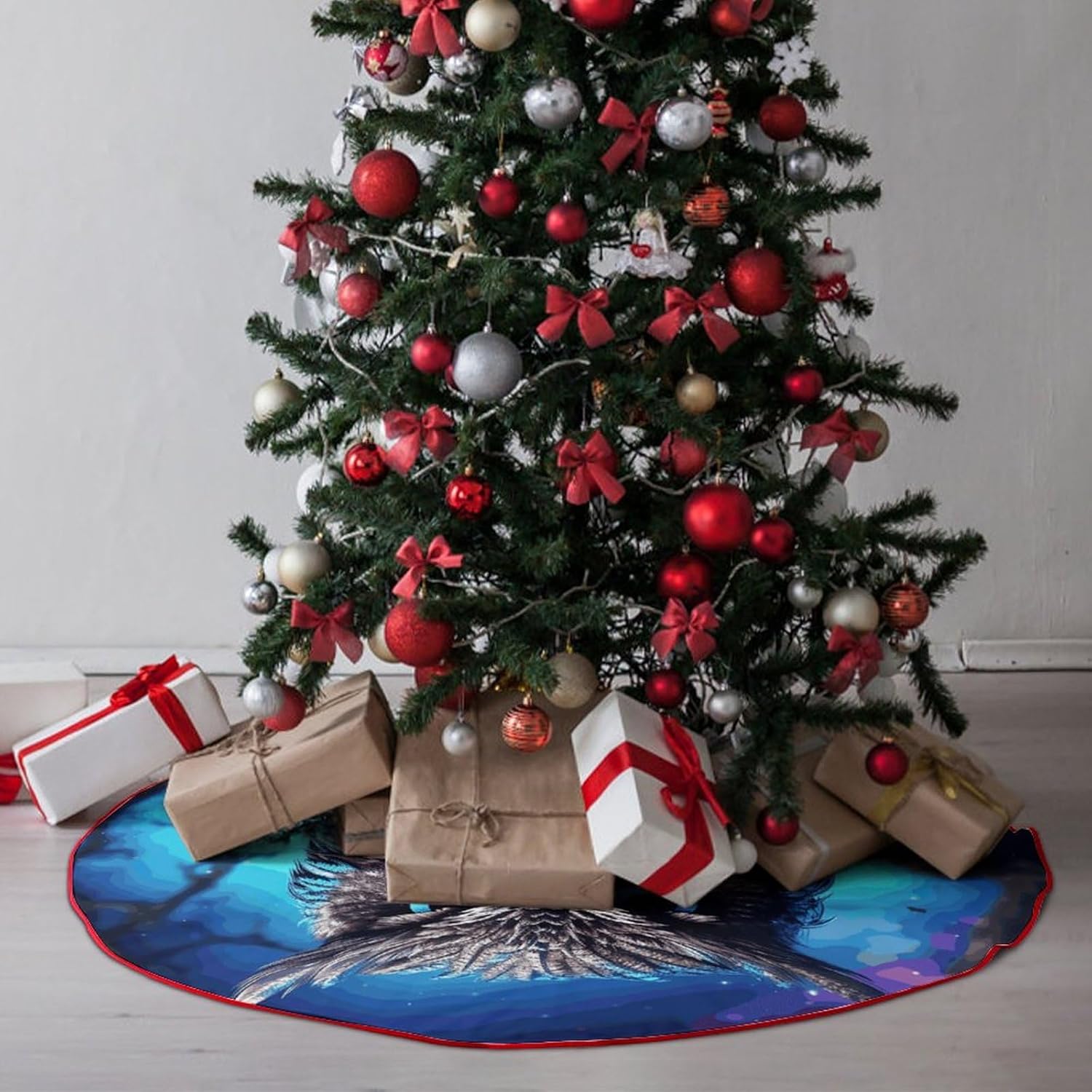 Christmas Tree SkirtBlue Owlclassic Fashion Tree Skirt Painted Multifunctional Christmas Tree Skirt