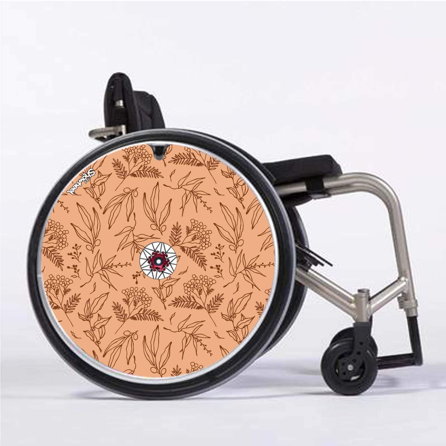 Cubre Radios Silla de Ruedas (Par) para Aro Impulsor 53,51 a 54,50 cm de Diámetro Exterior con Fijaciones Planas -Feuilles oranges