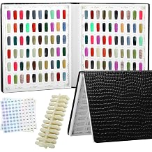 120 Nail Color Chart Display Book, Plastic Nail Swatches Nail Gel Color Card with 240PCS Natural Colours Replacement Nails Nail Art for Nail Salons, DIY Nail Art at Home Black