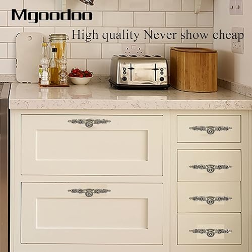 Miniatura 9 de Mgoodoo Pomos de 6.7 pulgadas con placa, manija de puerta de bronce antiguo vintage para muebles de cocina, armario con 3 tornillos