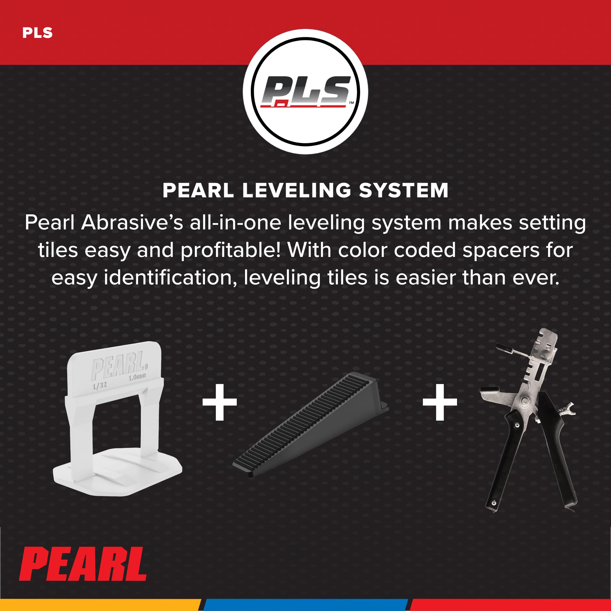 PEARL ABRASIVE CO. Leveling System Bag of 250m, Blue, 3/16 