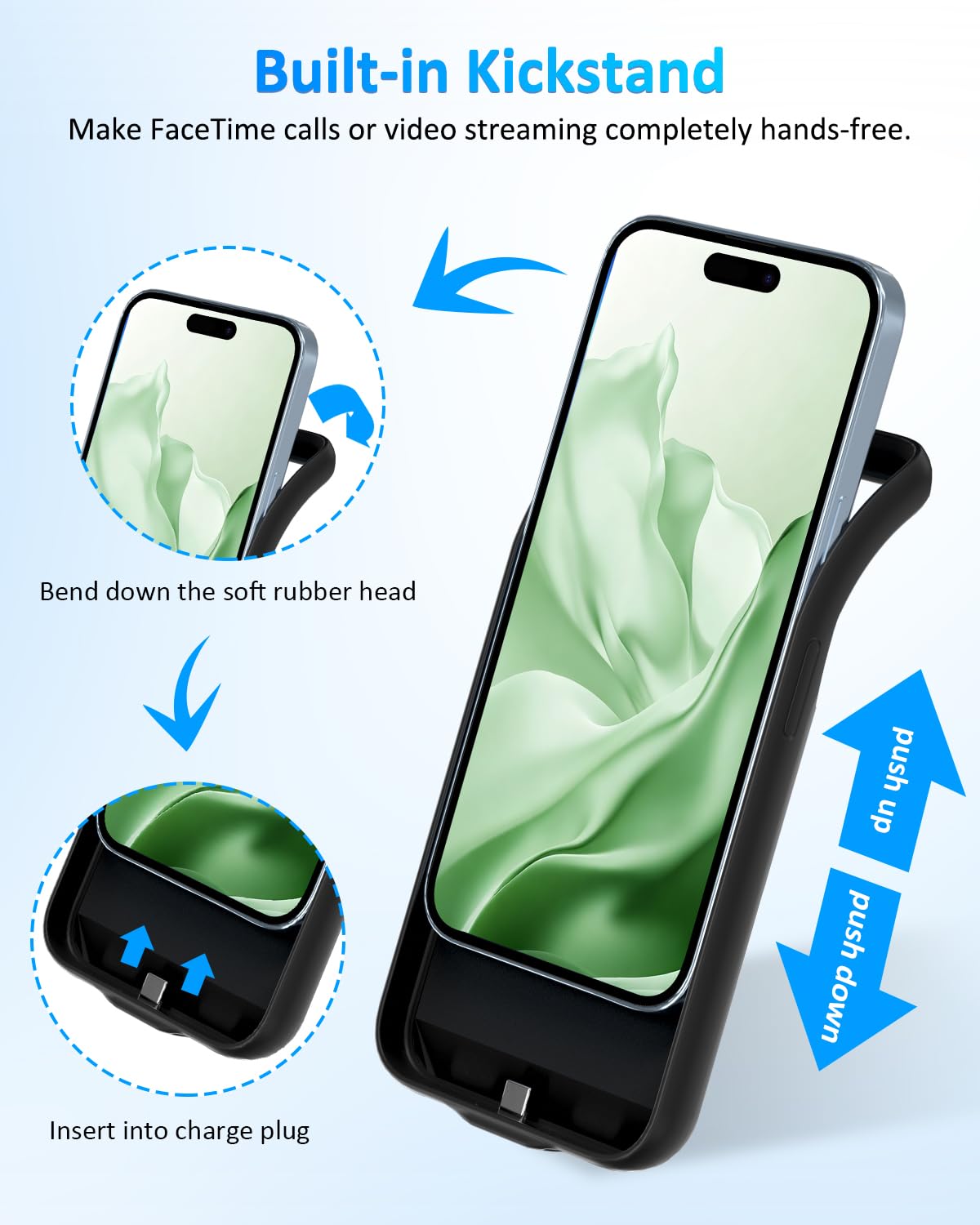 Custodia per iPhone 13 Pro/14 Pro (6,1", 8500 mAh), sottile, ricaricabile, con batteria per iPhone 13 Pro/14 Pro