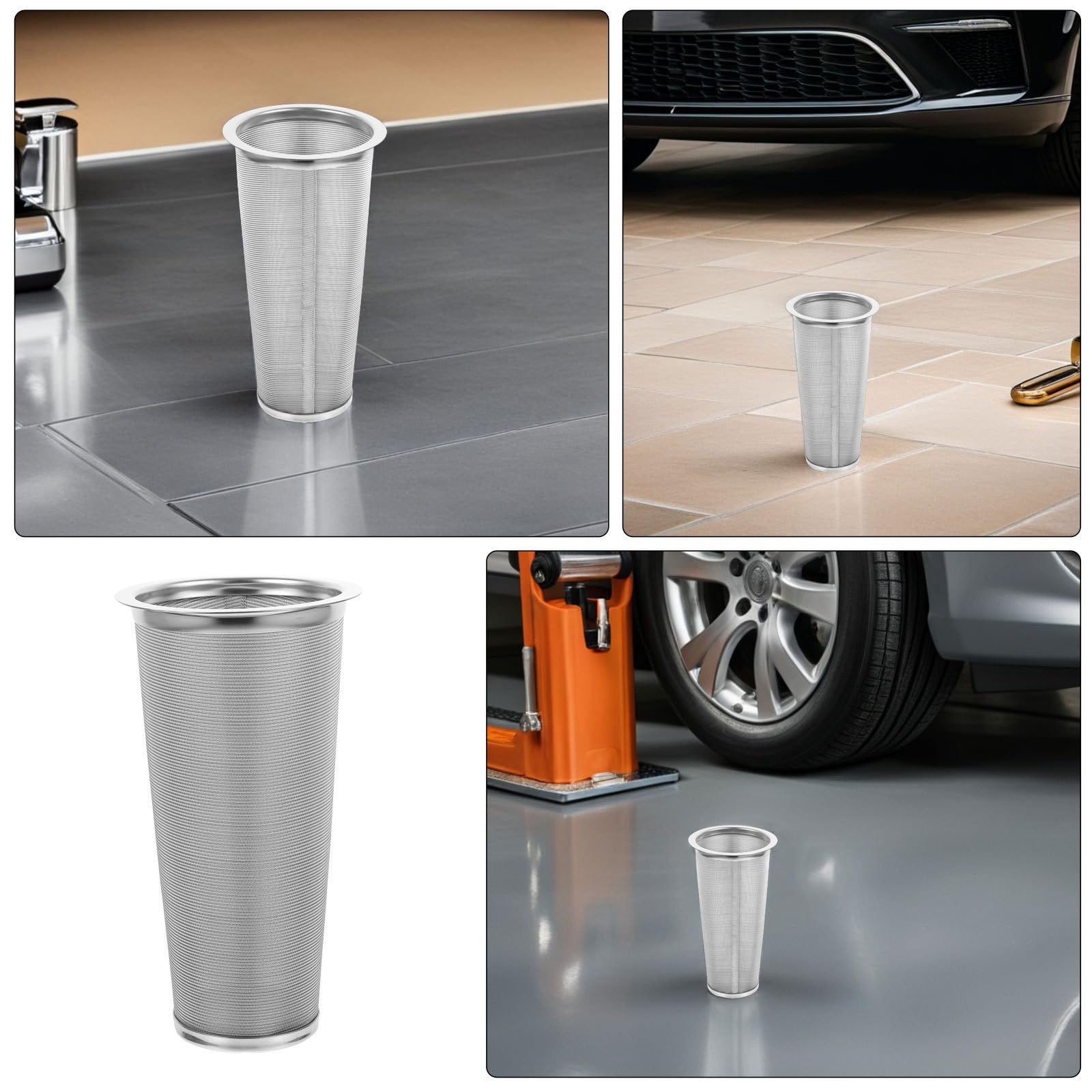 iplusmile Kraftstofftank Feinmaschenfilter aus Edelstahl 304, 2 Stück, konischer Siebkorb mit Flansch, wiederverwendbar, ideal für Lkw und Boote