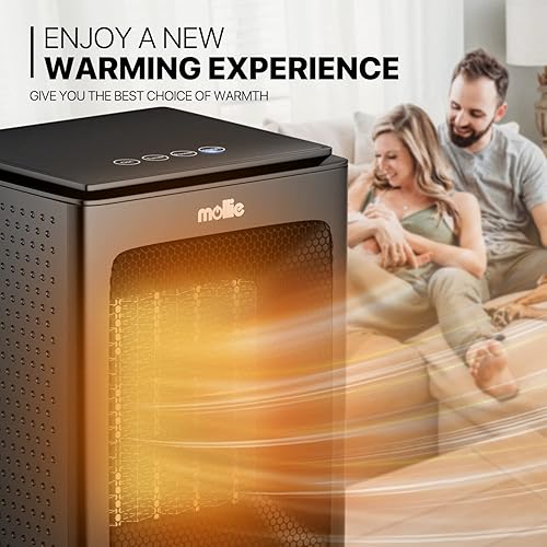 Miniatura 5 de MoNiBloom Calentador de espacio eléctrico portátil, calentador personal de calefacción rápida PTC para oficina, dormitorio, sala de estar,