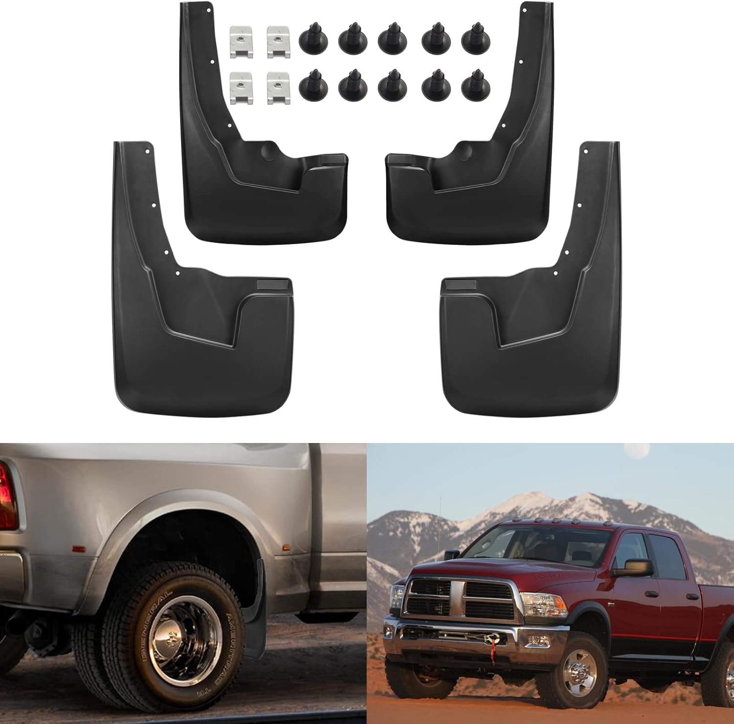 BDFHYK Mud Flaps Splash Guards 4PCS Front & Rear Side Mud Guards Compatible with Dodge Ram 1500 2019-2022 with Fender Flares