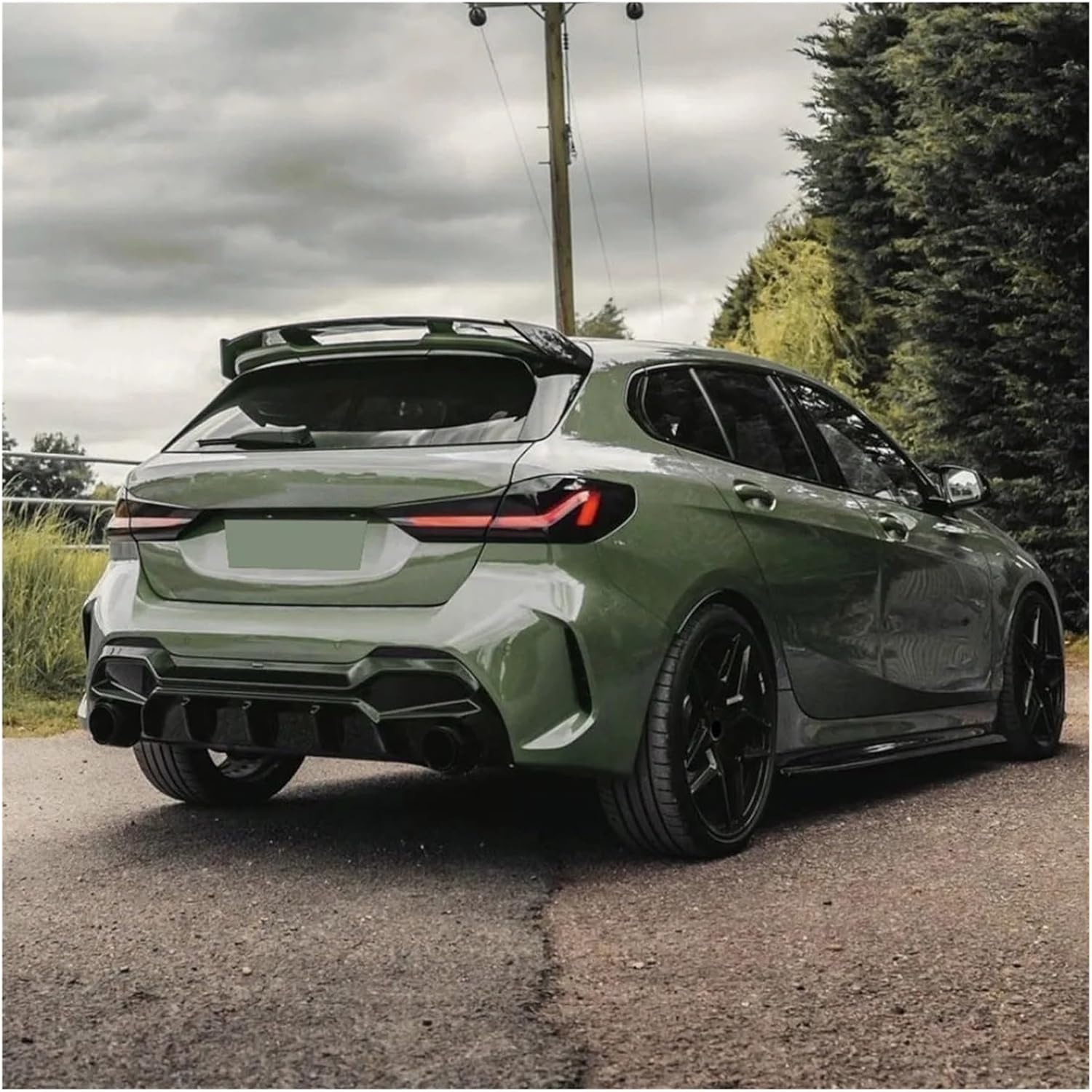 Car Rear Roof Trunk Spoiler Tail Wing Styling Body Kit Black Tuning Compatible with BMW 1 Series F40 118i 120i M135i MM Sport 2019-2024(Gloss Black)