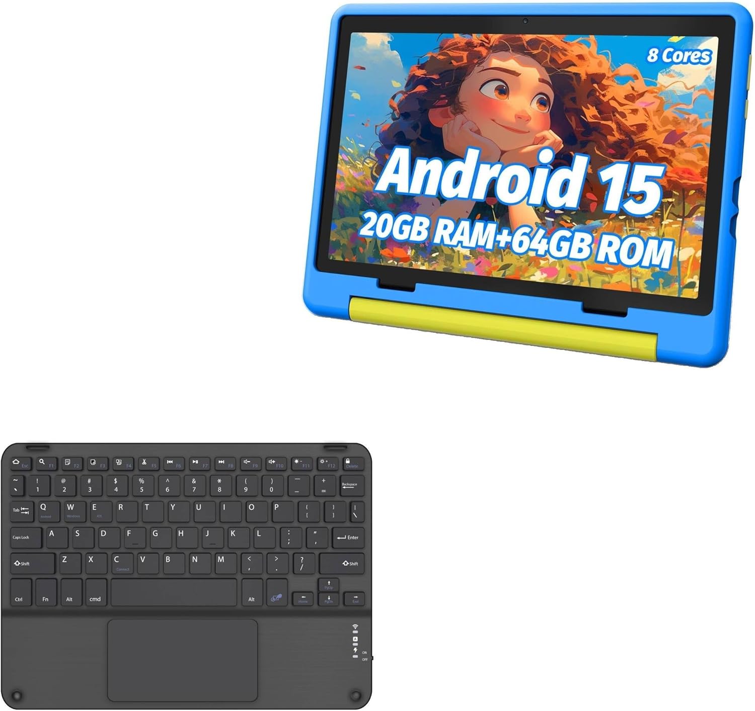 BoxWave Keyboard Compatible with Urao KT1016 Kids Tablet (10.1 in) - SlimKeys Bluetooth Keyboard with Trackpad, Portable Slim TouchPad - Jet Black