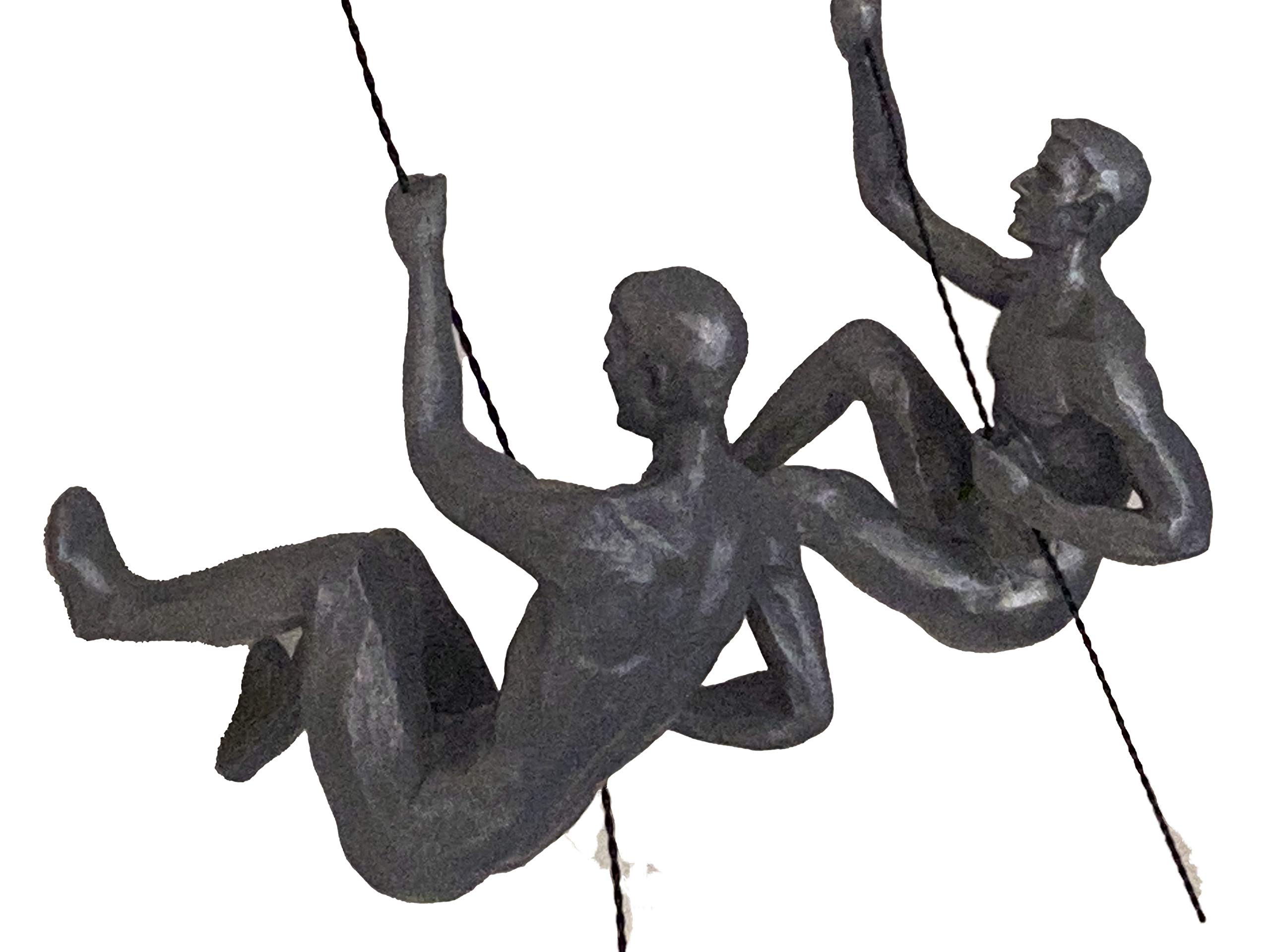 Haute Collage Silver 2 Pcs Large Climbing Abseiling Hanging Ornaments Figures Set Of 2 Climbers Statues Wallhanging Sculpture Wall Art