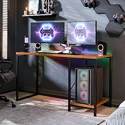 Mesa Escrivaninha Gamer E Para Home Office E Estilo Industrial Com Prateleira(Preto Canela)