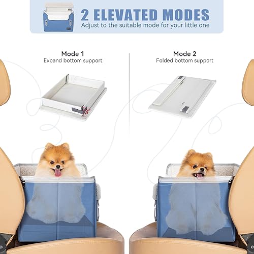 Vista 93 de PETSFIT - Asiento de automóvil para perros pequeños, portátil, con hebillas seguras patentadas, correa de clip, adecuado para mascotas pequeñas