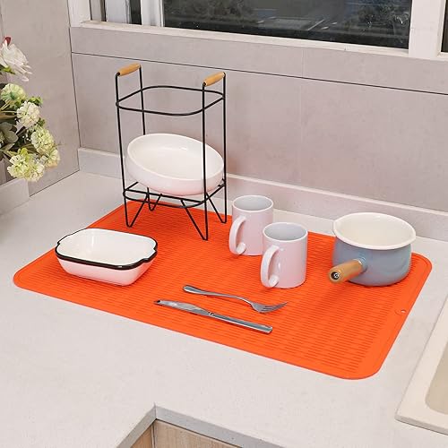 Miniatura 319 de Tapete de silicona para secado de platos para múltiples usos, fácil de limpiar, ecológico, resistente al calor, tapete de silicona para encimera