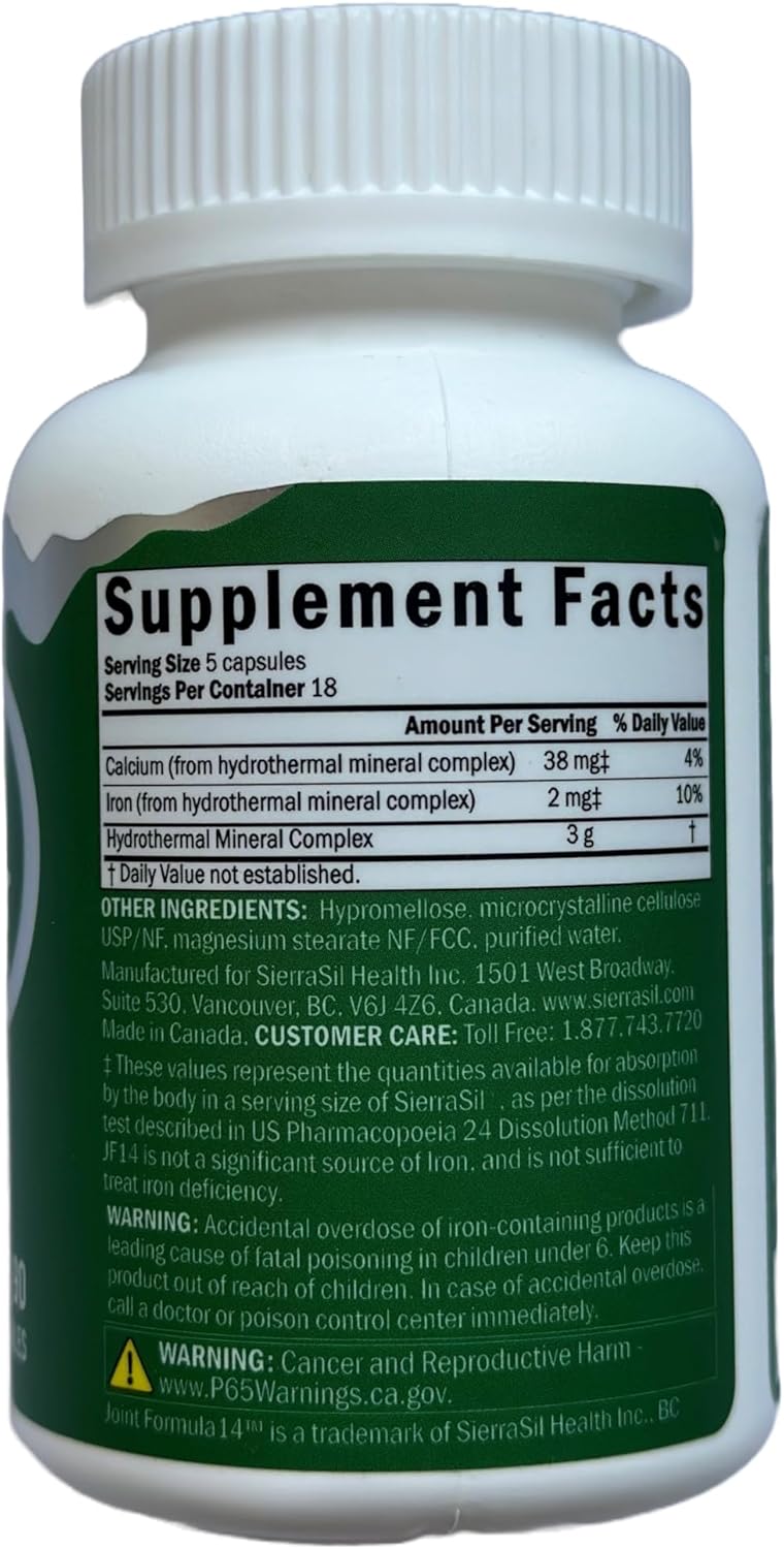 SierraSil® Joint Formula 14™ - Promotes Joint Health, Vegan, Non-GMO, Informed Sport Certified, and Sourced from The USA – 90 Capsules