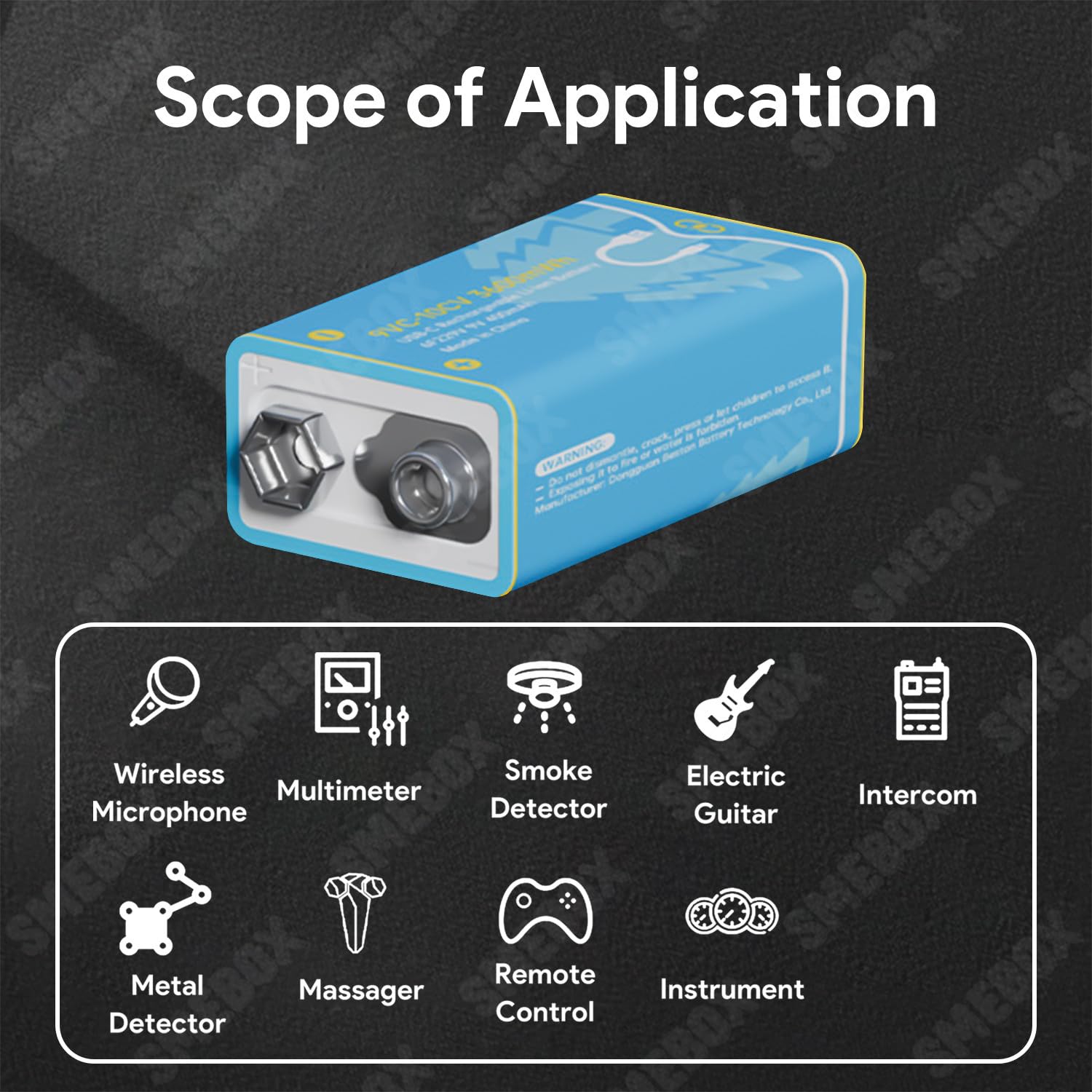 Pilas Recargables 9V 3600mWh Alta Capacidad Recarga USB con Cable Tipo-C para Detectores Humo, Multímetros, Mandos a Distancia, Guitarras Eléctricas y Micrófonos Inalámbricos (8 Piezas)