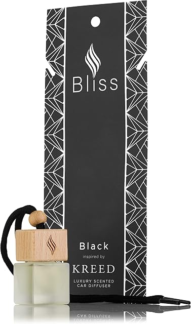 Bliss Fragrance - Bliss Black Kreed Car Air Diffuser for Men - Wooden Cap & Cube Bottle - 60ml