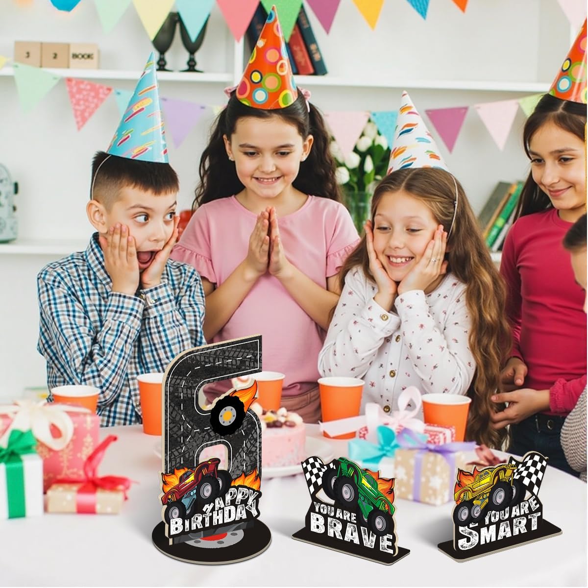 3Pcs Monster Truck 6th Birthday Number Sign Centerpiece image 4