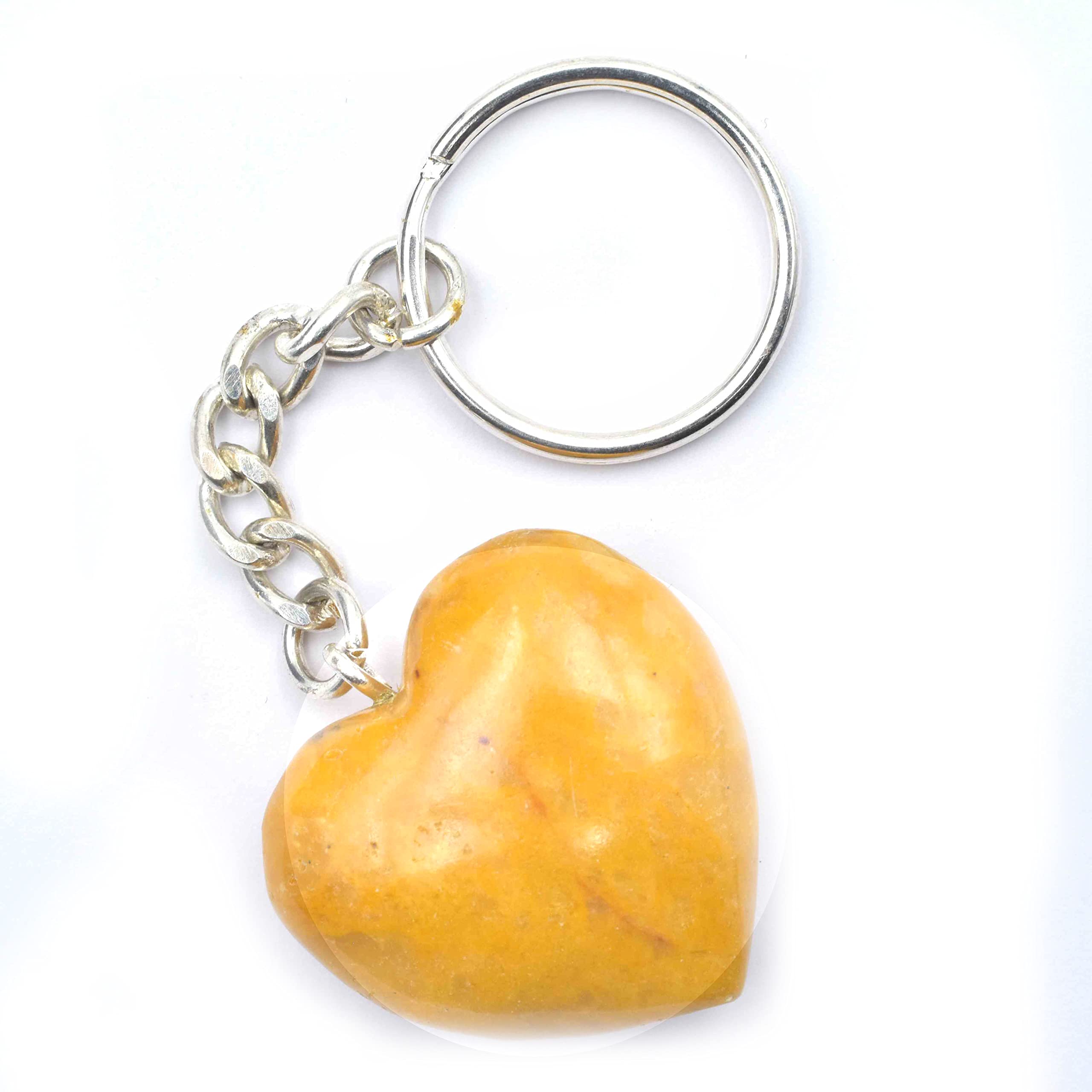 Yellow Aventurine Heart Crystal Key Chain Key Ring For Chakra And Reiki Healing-image-44
