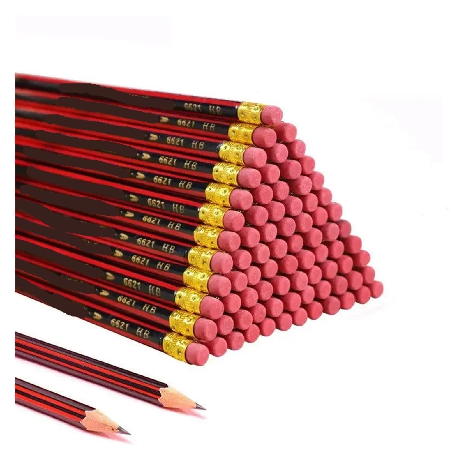 Generisch 50/100 Teile/los Skizze Bleistift Holz Bleistifte HB mit Radiergummi(HB 50pcs)
